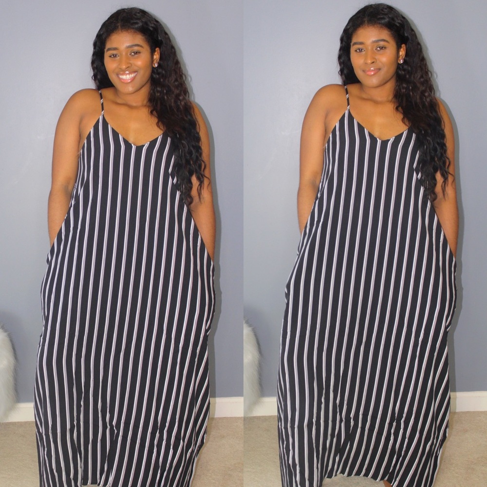 Striped Spaghetti Strap Maxi Dress